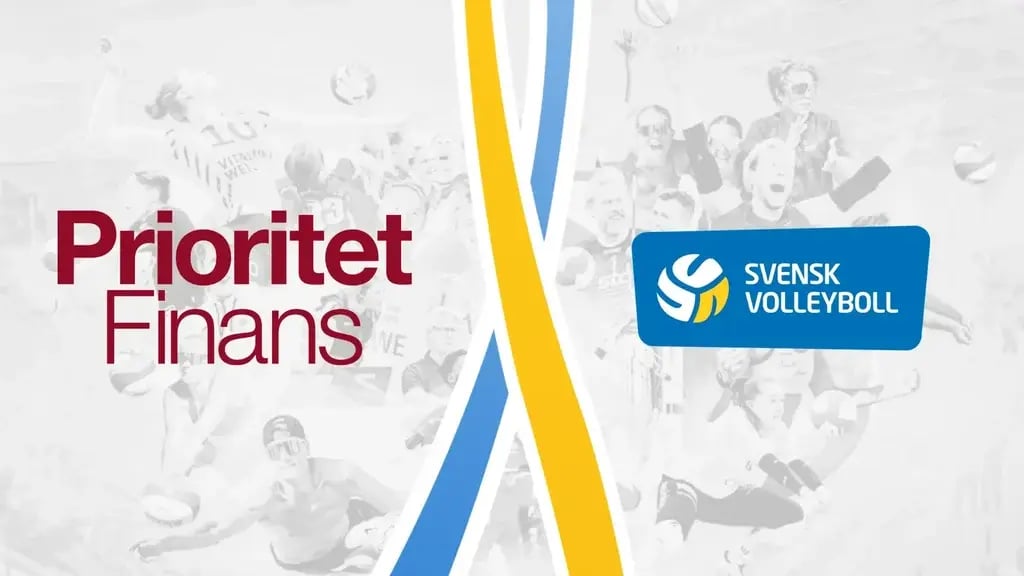 Prioritet Finans logga tillsammans med Svensk vollybolls logga